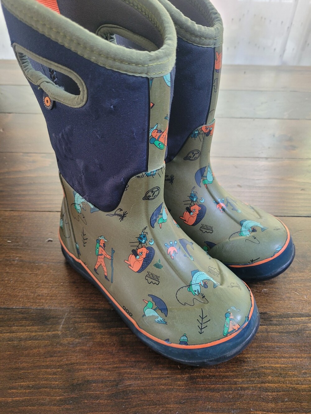 Bogs Boots Fishing Camping Green Blue Size 1 31